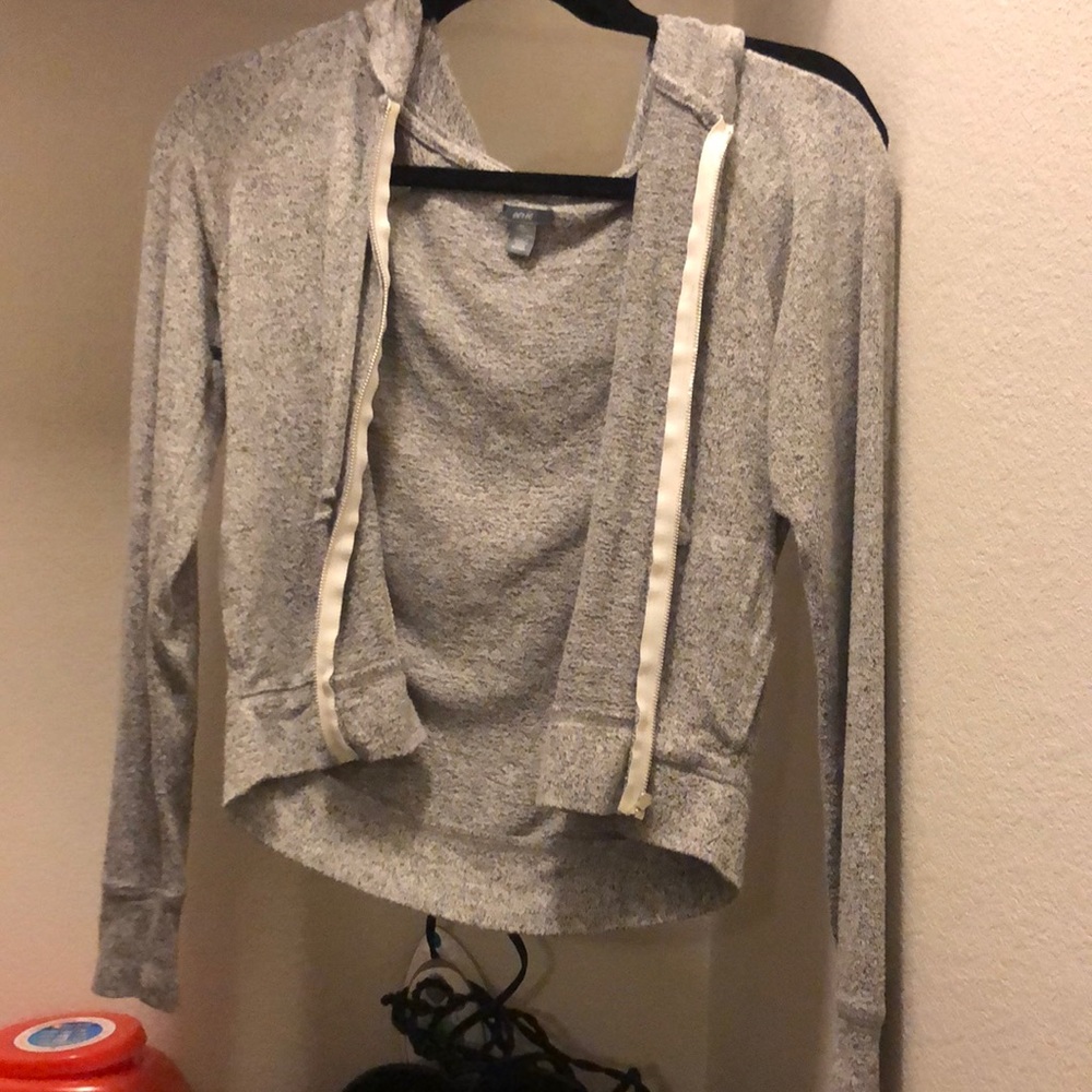 AERIE XS LIGHT GREY JACKET W/ HOOD